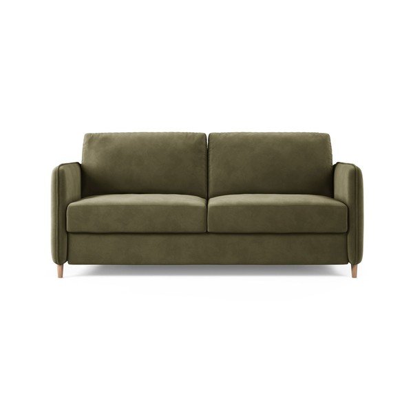 Zielona aksamitna sofa do spania 184 cm – Micadoni 