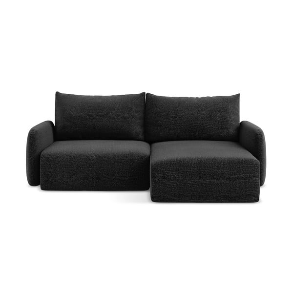 Czarny rozkładany/ze schowkiem narożnik (prawostronny) Kalena – Makamii