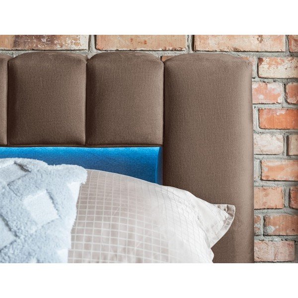 Jasnobrązowe tapicerowane łóżko dwuosobowe ze schowkiem ze stelażem 160x200 cm Lamica – ELTAP-image-4