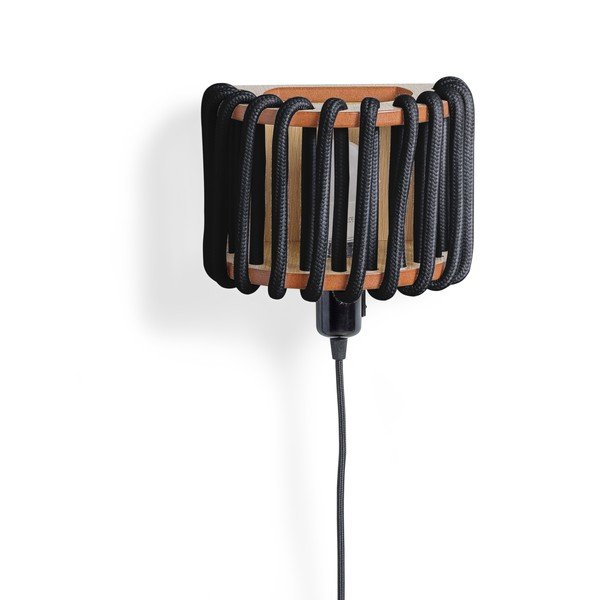 Czarny kinkiet z drewnianą konstrukcją EMKO Macaron, dł. 20 cm-image-1