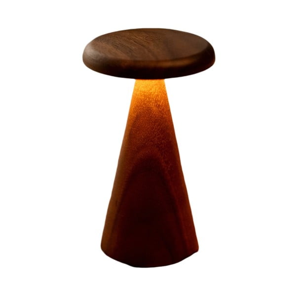 Lampa stołowa LED w ciemnym naturalnym kolorze z drewnianym kloszem (wysokość 21 cm) Sylva – Gingko