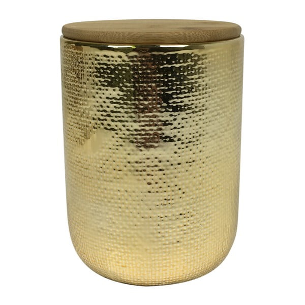 Pojemnik w kolorze złota z bambusowym wieczkiem HouseVitamin® Jar, wysokość 12 cm