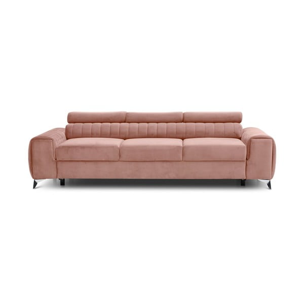 Różowa aksamitna rozkładana sofa 261 cm Laurence – ELTAP