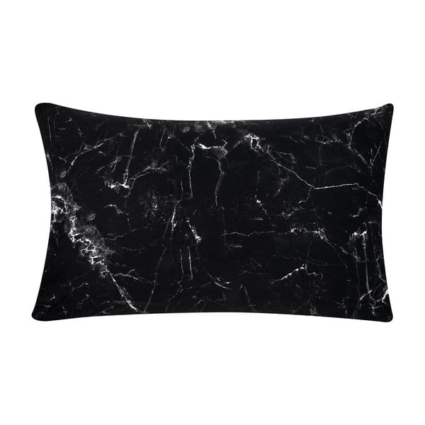 Czarna poszewka dekoracyjna na poduszkę z perkalu bawełnianego Westwing Collection, 45x85 cm