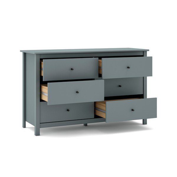 Szarozielona komoda z litego drewna sosnowego 130x80x45 cm Misti – Marckeric-image-2