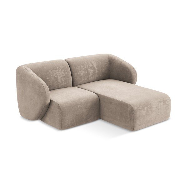 Jasnobrązowy narożnik z tkaniny szenilowej (prawostronny/z szezlongiem) Lani – Makamii-image-2