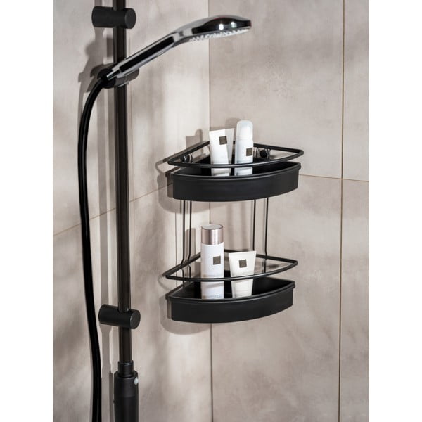 Czarna narożna półka łazienkowa Wenko Molinella, 30x22 cm-image-1