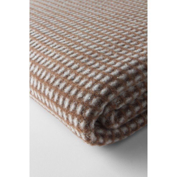 Brązowy koc z mieszanki bawełny 140x180 cm Uniwaffle – Euromant-image-3