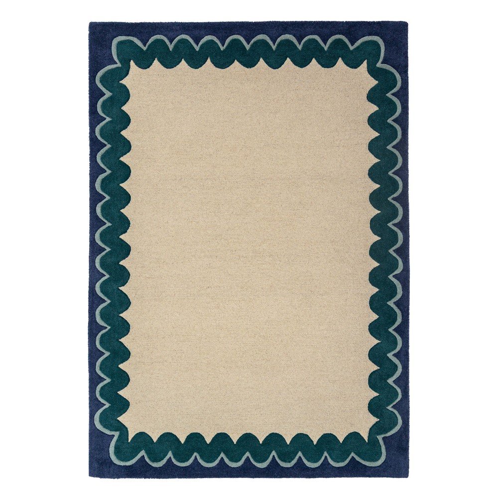 Wełniany dywan tkany ręcznie w naturalnym kolorze/zielononiebieski 200x290 cm Wiggle Wool – Flair Rugs