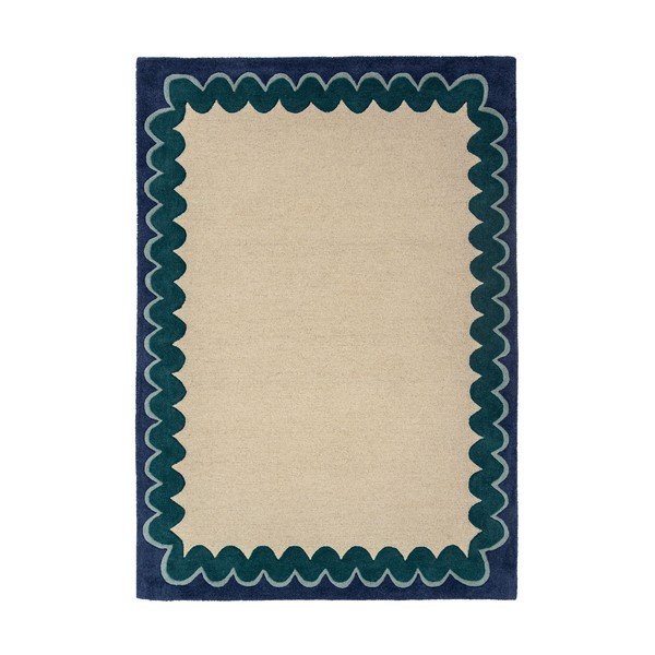Wełniany dywan tkany ręcznie w naturalnym kolorze/zielononiebieski 200x290 cm Wiggle Wool – Flair Rugs