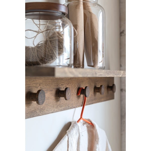 Brązowy wieszak ścienny z litego drewna dębowego z półką 90 cm Showcase – Mette Ditmer Denmark-image-3