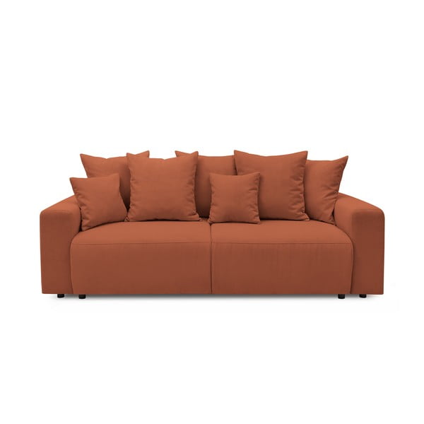 Ciemnopomarańczowa sztruksowa sofa rozkładana Bobochic Paris Envy