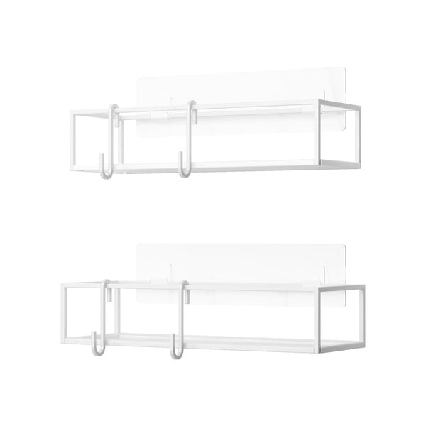 Białe samoprzylepne stalowe półki łazienkowe 2 szt. Cubiko – Umbra-image-3