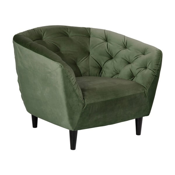 Zielony aksamitny fotel Actona Ria