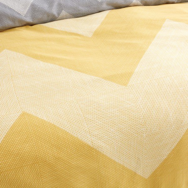 Żółto-szara pościel 200x135 cm Chevron Geo – Catherine Lansfield-image-1