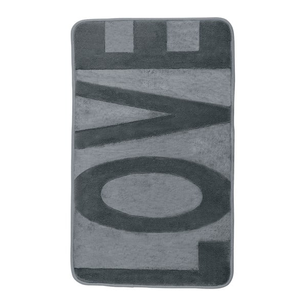 Szary dywanik łazienkowy z pianką z pamięcią kształtu Wenko Love, 80x50 cm