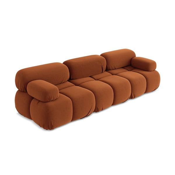 Pomarańczowa aksamitna sofa modułowa 285 cm Lokua – Makamii-image-2