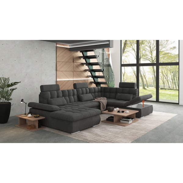 Antracytowy rozkładany narożnik ze schowkiem (prawostronny/w kształcie litery U) Merkur – Ropez-image-4