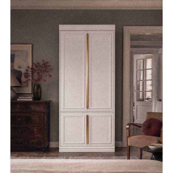 Jasnoszara szafa z litego drewna sosnowego 110x215x44 cm Organize – WOOOD-image-3