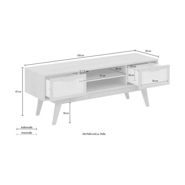 Szafka pod TV w dekorze dębu w naturalnym kolorze 128x47 cm Bridget – Støraa-image-4