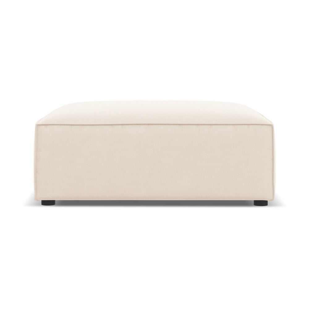 Beżowy aksamitny podnóżek Jodie – Micadoni Home