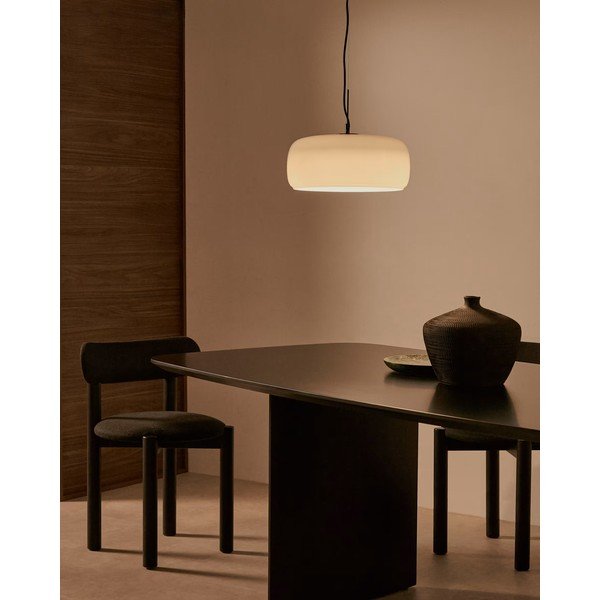 Szarobeżowa lampa wisząca LED ze szklanym kloszem ø 38 cm Reig – Kave Home-image-1