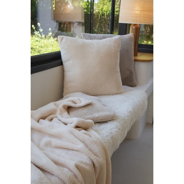 Koc z mikropluszu w kolorze kości słoniowej 150x200 cm Pippa – Tiseco Home Studio-image-2