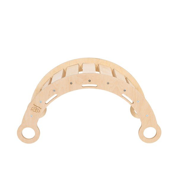 Szaro-naturalna huśtawka z litego drewna sosnowego 39x75x38 cm Montessori – Meowbaby-image-3