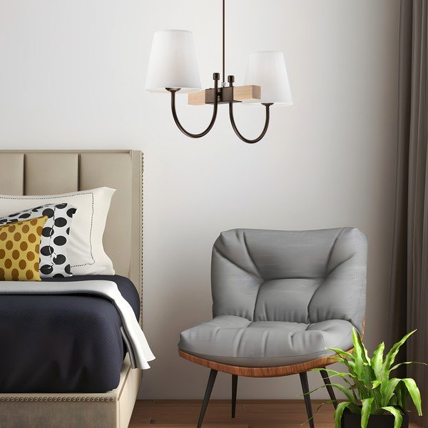 Ciemnobrązowa lampa wisząca z tekstylnym kloszem ø 15 cm Julietta – LAMKUR-image-1