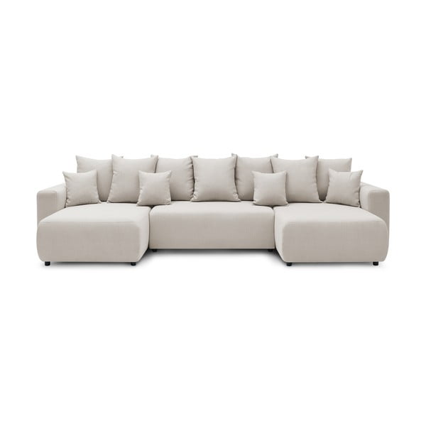 Jasnobeżowa sofa rozkładana w kształcie litery U Envy – Bobochic Paris