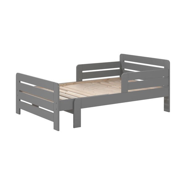Szare łóżko dziecięce z regulacją długości Vipack Jumper, 90x140/160/200 cm