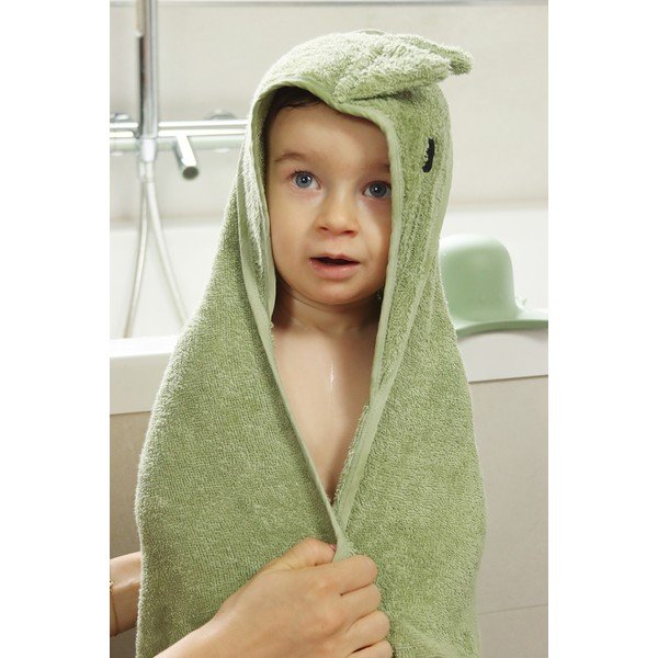 Zielony bawełniany ręcznik dziecięcy z kapturem 75x75 cm Dinosaur – Kindsgut-image-4