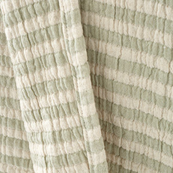 Zielony bawełniany koc 150x200 cm Cotton Muslin Stripe – Bianca-image-3