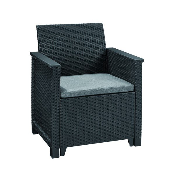 Ciemnoszary zestaw mebli ogrodowych z imitacji rattanu dla 2 osób Elodie – Keter-image-1