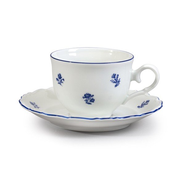 Porcelanowy zestaw na herbatę z motywem niebieskiego kwiatka Thun Ophelia-image-1