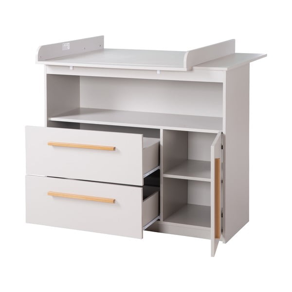 Jasnoszara komoda dziecięca z przewijakiem 107x98x75 cm Lea – Roba-image-4