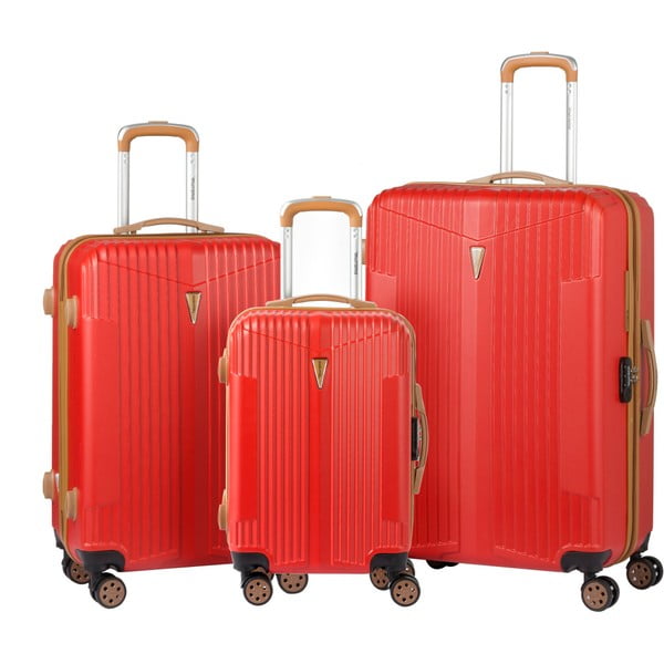 Zestaw 3 czerwonych walizek na kółkach Murano Europa