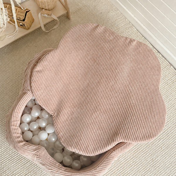 Różowy sztruksowy basen z kulkami ø 90 cm wysokość 30 cm – Meowbaby-image-2