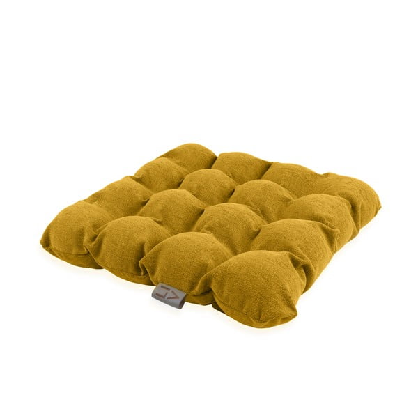 Ciemnożółta poduszka do siedzenia z piłkami do masażu Linda Vrňáková Bubbles, 45x45 cm