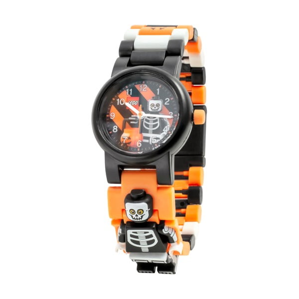 Czarny zegarek ze składanym paskiem i minifigurką LEGO® Skeleton