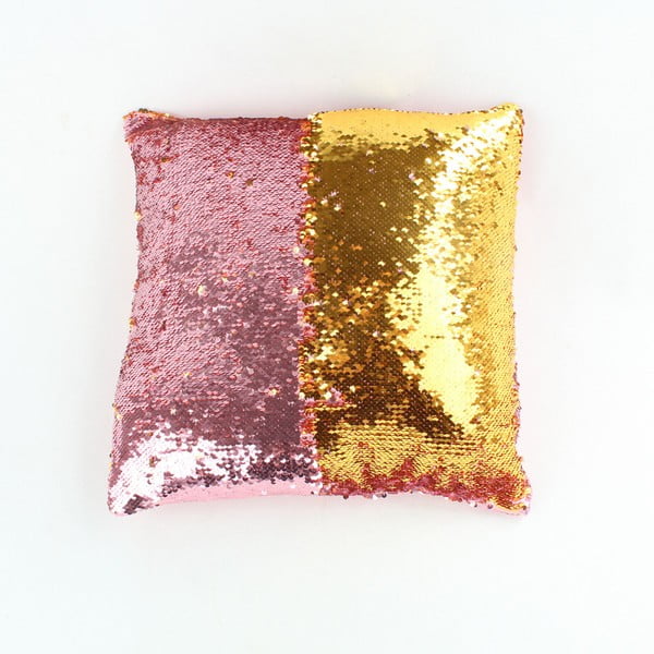 Różowo-złota poduszka z cekinami Dakls, 40x40 cm