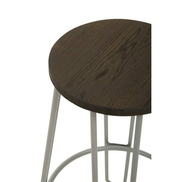 Szary/w ciemnym naturalnym kolorze hoker z litego drewna wiązu (wysokość siedziska 75 cm) District – Premier Housewares-image-4