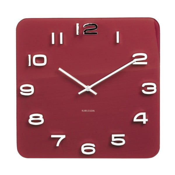 Czerwony zegar Karlsson Time Burgundy, 35x35 cm