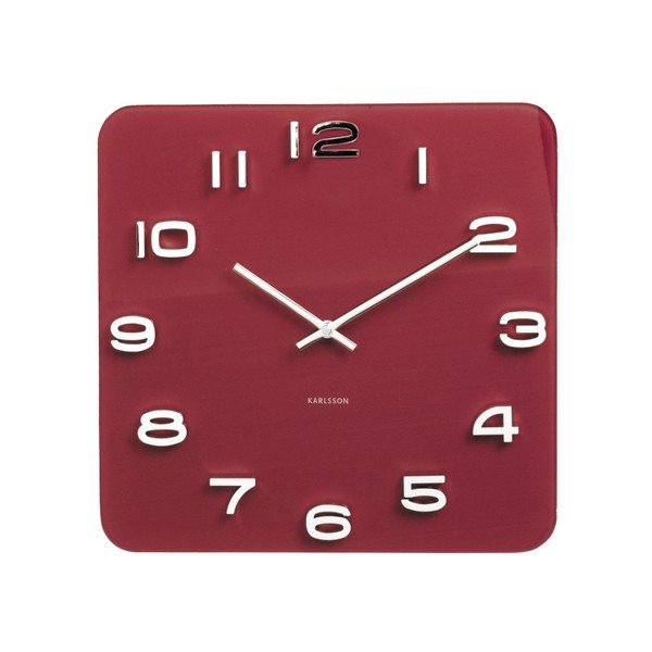 Czerwony zegar Karlsson Time Burgundy, 35x35 cm