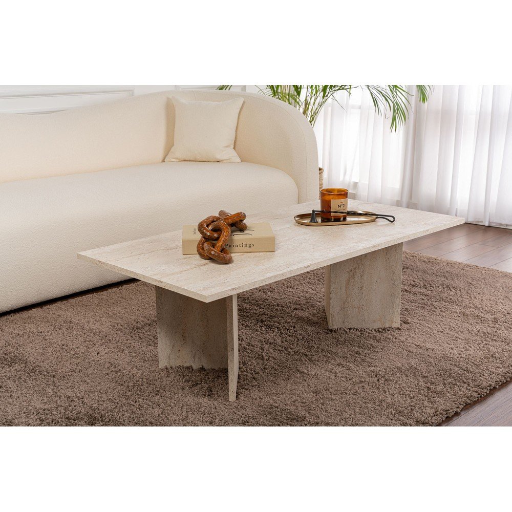 Beżowy stolik z półmatowym wykończeniem 60x119 cm Sabin – Kalune Design (zdjęcie 2)