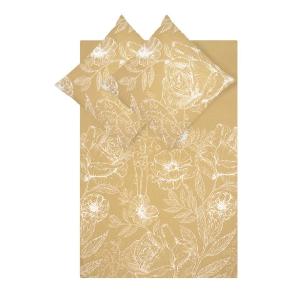Żółta pościel z perkalu bawełnianego 200x200 cm Keno – Westwing Collection