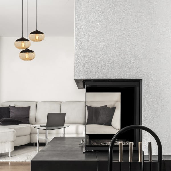 Lampa wisząca w czarno-żółtym kolorze ze szklanym kloszem ø 50 cm Camini – Opviq lights-image-1