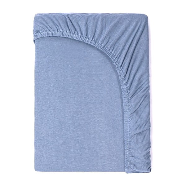 Dziecięce niebieskie bawełniane prześcieradło elastyczne Good Morning, 60x120 cm