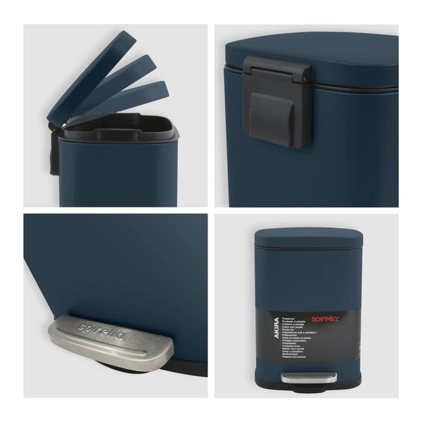 Morski stalowy kosz na śmieci z pedałem 5 l   Akira – Spirella-image-3