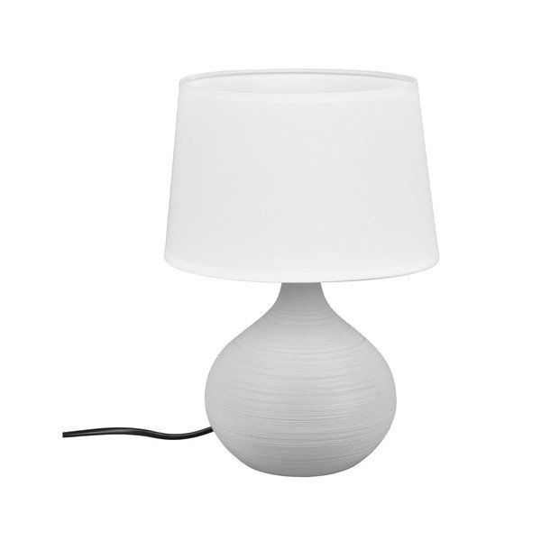 Biało-brązowa lampa stołowa z ceramiki i tkaniny Reality Martin, wys. 29 cm-image-3